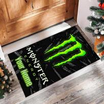 Monster Energy Crystal Velvet Rug, Custom Name Text Personalized Non‑Slip Floor Mat for Home Decor Gift 40cmx60cm white