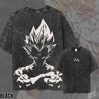 Majin Vegeta Dbz Pump Cover Oversized Vintage Wash Heavyweight Tee S gray
