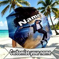 Custom Name Personalized Michael Jackson Print Umbrella, Auto Open Close, 8‑Rib Sturdy Frame, Commute Camping Hiking Use, Birthday Gift Three-fold umbrella