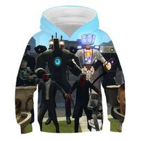 Hot Game Skibidi Toilet 3D Print Oversized Girl And Boy Hoodie Sweatshirt Boys Girls Kid Streetwear Hip Hop Pullover Hooded Clothes 140 gray