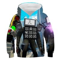 Hot Game Skibidi Toilet 3D Print Oversized Girl And Boy Hoodie Sweatshirt Boys Girls Kid Streetwear Hip Hop Pullover Hooded Clothes 160 gray