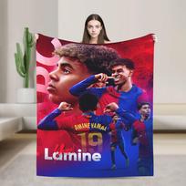Lamine Y-Yamal Football Number 19 Flannel Throw Blanket  Blankets for Home Travel Soft Quilt 75cm*90cm red
