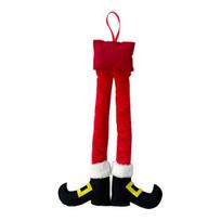 Christmas Tree Ornament Sets Elf Leg Hanging Ornaments, Red Green Striped Fabric Decorations Festive Ornaments for Holiday Fireplace And Car Interior L raudona