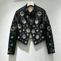 Moterims 2026 m. Patchwork dirbtinės odos Biker striukė su stovinčia apykakle, trumpa, gatvės stiliaus Black Gold black