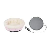USB įkrovimo šildoma augintinio lova, reguliuojama temperatūra, katės miego lizdas, žiemos sezonui 40 cm/15.75 in rožinė