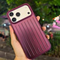 Bussiness 3D Luggage Aluminum Alloy Grid Phone Case for IPhone 18 Pro Max 17 Pro Max Shockproof Anti Scratch Full Coverage Protective Cover iPhone 18 Pro Max brown