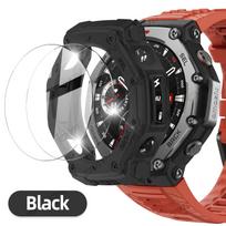 Glass+Case for Amazfit T-Rex 3 Anti-scratch Screen Protector Tempered Glass Film + Bumper Silicone Protective Cover Accessories juoda