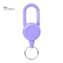 Telescopic Wire Rope Keychain Retractable with Steel Carabiner Badge Reel Holder Clip Climbing Key Ring Heavy Duty Outdoor Camping Anti-lost Buckle violetinė