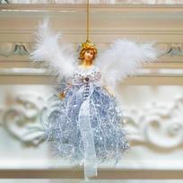 Kalėdų angelo pakabukas Kabantys angelai Kalėdų eglutės papuošalai Kalėdų eglutės angelas su sparnais Rankų darbo šventinis angelas gryno oro spalva