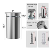 Stendiniai varžtai ženklams 1/2 x 1 colio nerūdijančio plieno atraminiai sieniniai laikikliai reklaminiai varžtai techninė įranga akrilo ženklams (4Pcs) 1" x 1.57" sidabras