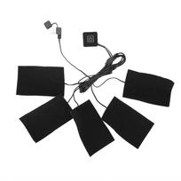 USB Electric Clothes Five Heater Pads Heating Element Adjustable Temperature Warmer Tool black