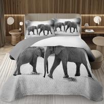 Elephant Bedspread Twin Queen King Size African Safari Animal Theme Quilt Set Jungle Wildlife Coverlet Set With 1/2 Pillowcase EU Single(135*200cm)3pcs gray