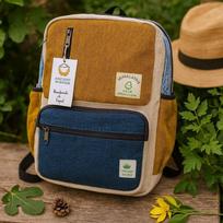 Hemp Backpack Large Boxy Teal Turmeric