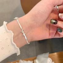 Cold Beautiful Woman Sweet Cool Silver Bow Choker Necklace Women Niche Design Senior Snake Bone Chain Collar brown