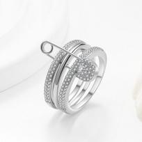 Hot-selling light luxury three-color ring split ring women's personality micro-inlaid zircon pin ring jewelry Us size 6 platina
