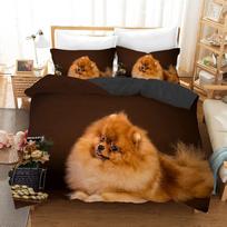 3D Mielas Pomeranijos Špicų Patalynės Komplektas Paaugliams Poliesteris Dvigulė Karalienės Karaliaus Dydis Gyvūnų Šunų Tema 140x200cm 3pcs black