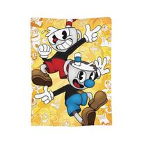 Animacinis žaidimo Cuphead ir Mugman pledas iš koralinio vilnos pliušo, visų sezonų daugiafunkcis minkštas pledas sofai, lovatiesė 150x180cm