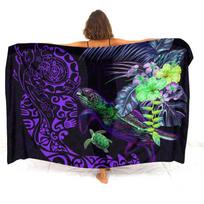 Beach Getaway Soft And Comfortable Sarong Hawaiian Turtle Pattern Custom Sarong Polynesian Art Print Design Beach Dress 200X120cm purple