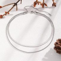 Fashion Multilayer Blade Twist Chain Choker Necklace for Women,Double layer Stainless Steel Necklace,Waterproof Jewelry Gift white