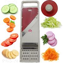 Vegetable Slicer with Safety Holder | Multi-Function Mandoline Cutter | Stainless Steel Blade | Adjustable Kitchen Slicer for Fruits Onesize gray