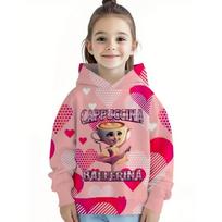 Cappuccina Ballerina Funnu Italian Brainrot Meme Girl Clothes Hoodies Autumn Winter Long Sleeve Sweatshirts Casual Children Tops 130 beige