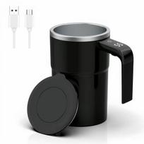 380ML Elektrinis savimaišantis kavos puodelis IP67 atsparus vandeniui Kavos maišymo puodelis USB įkrovimas Skaitmeninis ekranas Automatinis magnetinis puodelis 301-400ml juoda