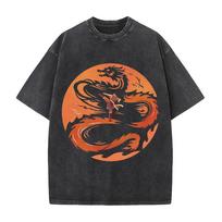 Avatar Dragon Zuko Printed Retro T Shirt Vintage Washed Streetwear Men Clothing Oversized Casual High Quality Cotton T-shirt S black