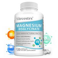 Vitrcestrs Magnesium Bisglycinate 450mg Capsules with L-Theanine & Vitamins,High Absorption,120 Capsules blue