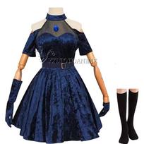 Anime Ateivio Scena Mizi Sua Cosplay Kostiumas Perukas Tamsiai Mėlyna Suknelė Rožinė Mėlyna Ilgi Plaukai Pirštinės Kojinės Diržas Rinkinys Uniforma Kalėdoms S black