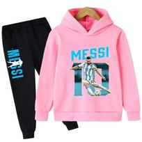 TZWYAutumn Football Star Messi 3-12Y Children Hoodies Sets Pants Suit 2 Pcs Sets Kids Boy Girl Clothing Casual Fashion Tracksuits 130