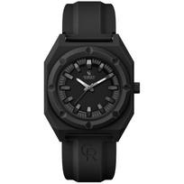 CHARLOTTE RAFFAELLI· Octagonal Collection Black Warrior Wrist Watches Quartz Movement Silicone Strap 40mm Black Dial CRSP001 black