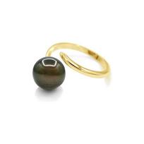 Ring - Pearls & Colors - Tahiti Cultured Pearl 10-11 mm Round - Yellow Gold 375/1000 - Quality A+ - Woman 48