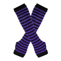 Punk gotikinio roko ilgų rankų šildytuvo pirštinės be pirštų juoda/violetinė