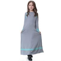 Musulmonų vaikų mergaičių maldos suknelė Hijab Abaya chalatas Arabų Dubajaus vaikams Ramadanas Kaftan Galvos skara Islamo Eid vakarėlio suknelė Jilbab M pilka