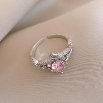 Super Sparkling Square Zircon Open Ring Light Luxury Ring Simple and Versatile Design Handmade for Women gray