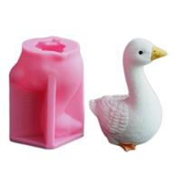 3D Goose Shape Silicone Candle Molds Epoxy Resin Silicone Molds for Candle Soap Making Molds Gypsum Silicone Molds pink