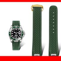 20 mm guminis silikoninis laikrodžio dirželis, tinkantis Omega Seamaster 300 AT150, Rolex juodam žaliai vandens dvasiai, sulankstoma sagtelė 20mm black