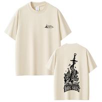 Game Dark Souls Double Sided Print Tshirt Men Women Fashion Gothic Rock Tshirts Mens Casual Cotton Vintage T Shirt Streetwear 4XL white