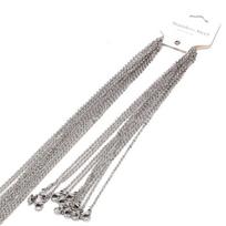 10 Pcs Metal Thin Necklace Chain with Lobster Claw Clasps Flat O Chain Necklace Accessories for DIY Jewellery Making sidabras
