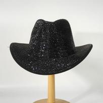 Super Sparkly Cowboy Hat with Rhinestones Under the Lights Red/white Fedora Hat Stage Banquet Hat Fashionable Handmade Hat 56-58cm black