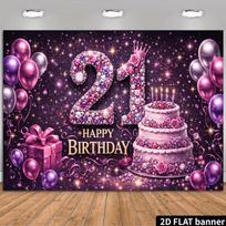 2D 60th Birthday Backdrop for Women with Red Roses and Sparkles Photography Background 47.2x31.5inch/120*80cm pink