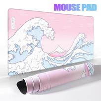 Pink Great Wave Kanagawa Mouse Pad XXL Office Desk Mat Sakura Mousepad Rubber Antislip Gamer PC Desk Accessories Gaming Playpad 900x400x3mm white