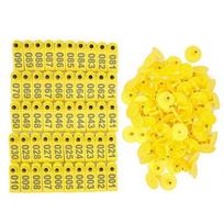 T02C!Sheep Ear Tags 001-100, Numbered, No Pliers Needed, For Livestock geltona