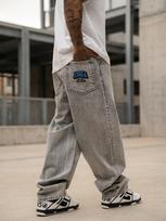Jigga Wear New Outline Men's Gray Super Baggy Jeans M black