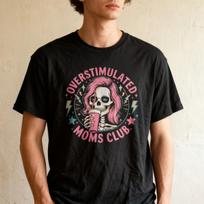 Skeleton Mom Coffee Shirt Overstimulated Moms Club Funny Mom Tee L black