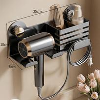 Metal Wall Mounted No Drill Hair Dryer Rack Cosmetic Rack Hair Tools Shelf Bathroom Organizer Utility Racks Bathroom Accessories black