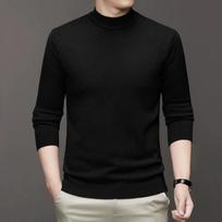 Autumn Winter Mens Knitted Turtleneck Sweater Slim Fit Long Sleeve Anti-pilling Pullover Solid Color Trend Men Streetwea 4XL juoda
