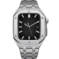 Plieninė apyrankė su dėklu Apple Watch 7/8/9 45mm, Sidabrinė