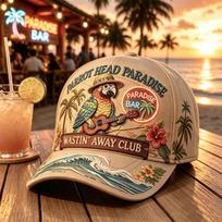 New retro pirate parrot print casual hat island vacation wave print baseball cap versatile sun hat brown