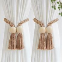 2 vnt. magnetiniai mediniai kutai langų užuolaidų laikikliai vonios dušo užuolaidų priedai namų dekoras užuolaidų sagtelės A2 beige